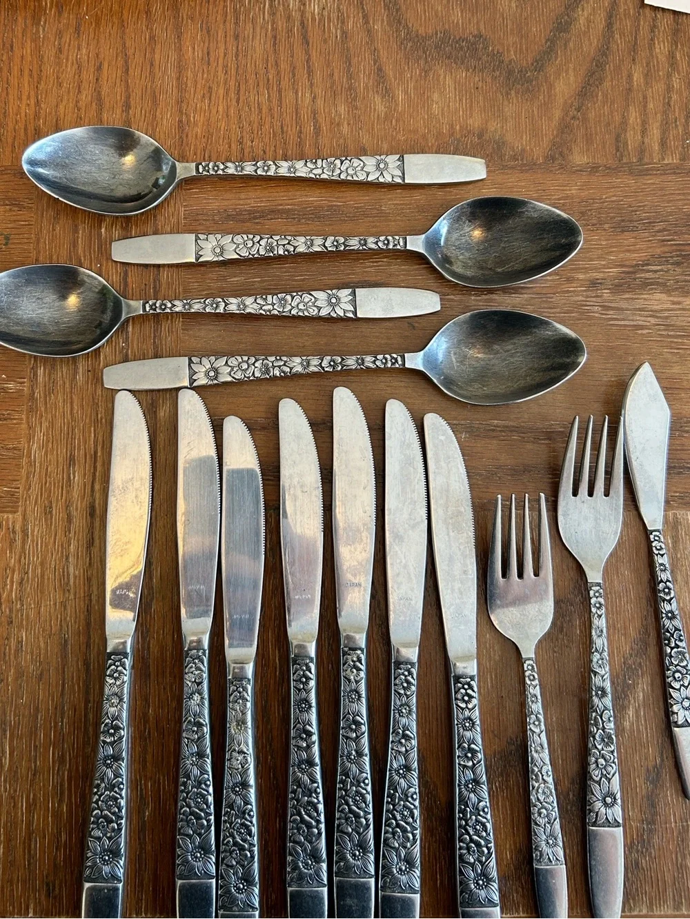 Hanford Forge SPRING LAKE Floral Stainless Japan flatware cutlery x14 pieces